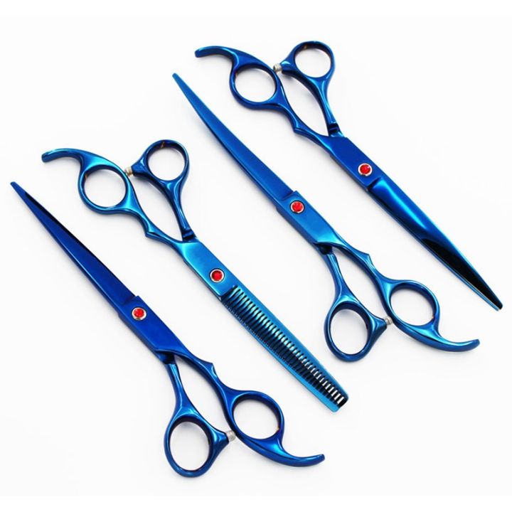 7-inch-stainless-blue-grooming-shears-straight-scissor-thinning-shears-curved-shears-professional-pet-scissor-for-dogs