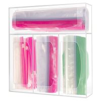 （QIQI tool） อะคริลิค BagBox Dispenser FoodBag Case Organizer สำหรับแซนวิชขนมขบเคี้ยวหลากหลายขนาดกระเป๋าคอนเทนเนอร์ Holder