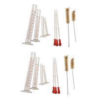 8 Measuring Cylinder - 5Ml, 10Ml, 50Ml, 100Ml - Premium Glass - Contains 4 Cleaning Brushes + 6 x 1Ml Glass Pipettes