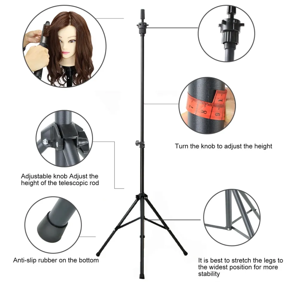 Big Adjustable Tripod Stand Holder Mannequin Head Tripod Hairdressing  Training Head Holder Hair Trainning Tool Hair Wig Stand