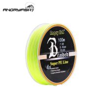 ANGRYFISH Diominate PE Line 4 Strands ถัก100M/109yds สายการประมงที่แข็งแกร่งสุด10LB-80LB สีเหลือง