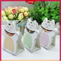 WUMENG 3PCS กระดาษสำหรับตกแต่ง โน้ตคาวาอี้ แบบพกพาได้ เล็กๆน้อยๆ โน๊ตยืน ทำงานได้อย่างยอดเยี่ยม ทนทานต่อการใช้งาน กระดาษโน้ตแมวนำโชค