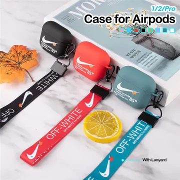 Hypebeast Nike Off-White Apple AirPods Silicone Case with Lanyard/Strap For  Apple AirPod Gen 1/2
