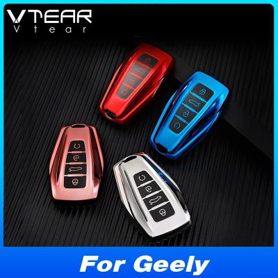 เคสกุญแจแบบพับรถยนต์ Vtear พวงกุญแจแบบนุ่มตัวป้องกัน Tpu เต็มรูปแบบสำหรับ GEELY OKAVANGO HAOYUE COOLRAY TUGELLA L Emgrang/โปรตอน X90 X50 S50