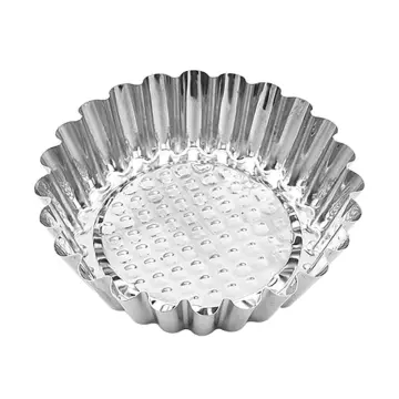 20PCS Stainless Steel Egg Tart Mold Round Shape Fluted Design