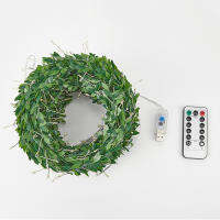 USB Operated 3x1M Artificial Green Leaf Vine Curtain Icicle String Light Christmas Garland Lights for Garden Window Holiday