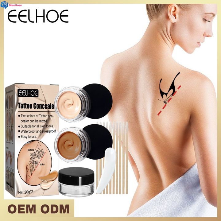 Blue Rose Eelhoe tattoo concealer waterproof brightening cover tattoo scars birthmark scars invisible two-tone concealer Scar Fetal Mark Acne Hickey Mark Magic Tool Cover Waterproof Foundation Cream Foundation Adjustable Color