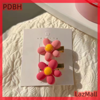 PDBH Fashion Store แฟลชเซลเครื่องประดับผมเด็กผู้หญิง,กิ๊ฟหนีบผมติดโบว์รูปหัวใจพีชดอกไม้สีชมพู