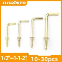 JUIDINTO 10-30ชิ้นทอง L รูปร่างมุมขวาตะขอสกรู1/2 "3/4" คาร์บอนสตีลตะขอไขควงอินสำหรับแขวนผนัง