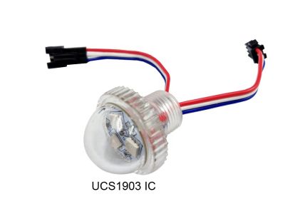 การออกแบบใหม่แอดเดรส26mm นำแสงพิกเซล; 3LEDs 5050;DC12V;0.72W;IP65; IC UCS1903; ฝาครอบที่ชัดเจน