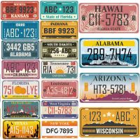 License Plate Car Number Wall Sign Retro Poster Metal Signs State Poster Classic Mark Club Bar Home Wall Industrial Decoration