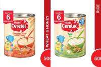 อาหารเด็ก Nestle cerelac สำหรับ  6 เดือน รสข้าว/รสแป้งผสมน้ำผึ้ง แบบกระป๋อง ขนาด 500 กรัม