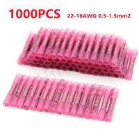 500/1000PCS Heat Shrink Butt Crimp Terminals Insulated Electrical Wire Terminal Red Waterproof Seal Wire Connectors 22-16 AWG Electrical Connectors