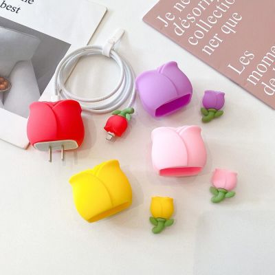 Cute 3D Flower Cable Protector Cable Holder Phone Cord Protector for iPhone / iPad 18W/20W Fast Charger Cable Protect Organizer