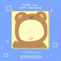 Teddy boy memopad 8x8cm กระดาษฉีกสำหรับโน๊ตรูปน้องหมีเท๊ดดี้ | Stickwithme4ev