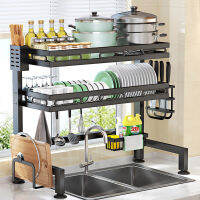 Expandable Dish Drainer Shelf Rack with Utensil Holder and Cup Hanging Set Adjustable Kitchen Dish Rack