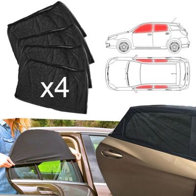 【CW】 4Pcs Car Front amp; Rear Side WindowVisorMesh Cover Sunshade insulationmosquito Fabric Shield UV Protector