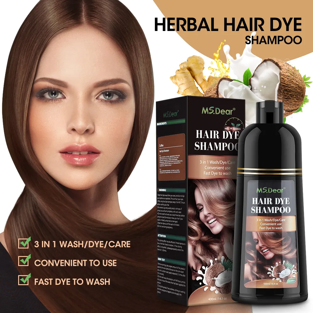 500ml Fast Effect Black Hair Dye Shampoo Cover White Grey Hair Instant  Brown Plant Hair Color Cream DIY Washing Dying Caring | Lazada
