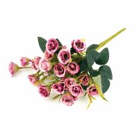 ▲❇ 25 Head Artificial Flower Small Rose Bouquet - Artificial Silk Flowers Bunch With Leaves For Home Wedding Decoration Indoor