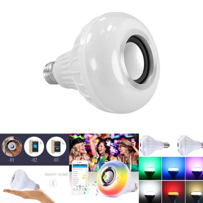 【☊HOT☊】 gaqiugua6 หลอดไฟ Led Rgb หรี่แสงได้หลากสีสำหรับเล่นลำโพงบลูทูธเพลงแบบไร้สายอัจฉริยะใช้ใน E27ไฟหลอดไฟ Led 12W สำหรับวันหยุด