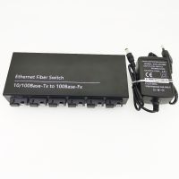 6F2E 10/100M Ethernet Switch 6 Fiber Port 25KM 2 UTP RJ45 Fast Erhetnet Fiber Optical Switch with 5V 2A power supply