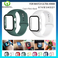 2-In-1ชุดสายซิลิโคน + เคสสำหรับ Apple Watch อัลตร้า49มม. 45มม. 41มม. 44มม. 40มม. 4 5 SE 6 7 8ฟิล์มกันรอยหน้าจอแบบโค้งทุกด้านเคสสำหรับ I สายนาฬิกาข้อมือ42มม. 38มม. ซีรีส์3 2 1