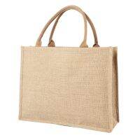 Jute Burlap Tote ถุงของชำแบบใช้ซ้ำได้ขนาดใหญ่พร้อมที่จับผู้หญิงกระเป๋าช้อปปิ้ง Beach Vacation Picnic Organizer