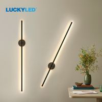 LUCKYLED ไฟแบ็คดรอปเป่าลม Led ที่เรียบง่ายในร่มสีดำสีขาว360 ° โคมไฟข้างเตียงนอนโคมไฟติดผนังสำหรับห้องนั่งเล่นติดผนังแบบหมุนได้