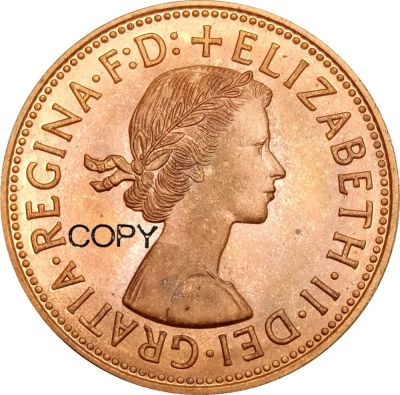 บริเตนใหญ่หนึ่งเอลิซาเบธที่ Ii เพนนี1เหรียญทองแดง1966สำเนาเหรียญที่ระลึกเหรียญ