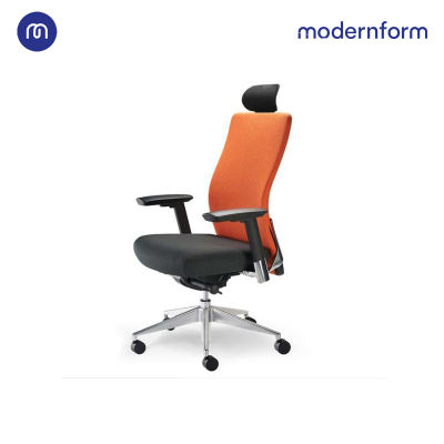 Modernform เก้าอี้สำนักงาน รุ่น Series15 เบาะสีดำ พนักพิงสูง สีส้ม เก้าอี้ทำงาน เก้าอี้ออฟฟิศ เก้าอี้ผู้บริหาร เก้าอี้ทำงานที่รองรับแผ่นหลังได้ดีเป็นพิเศษ  ปรับที่วางแขนได้ 3 ทิศทาง  ปรับล็อคเอนพนักพิงได้ 4 ตำแหน่ง พนักพิงสูง