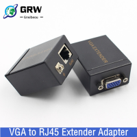 Grwibeou 1คู่รับส่งสัญญาณ VGA กับ RJ45 Extender Repeater โดย Cat5e6UP ถึง60เมตร VGA UTP สำหรับแล็ปท็อปพีซีคอมพิวเตอร์โปรเจคเตอร์