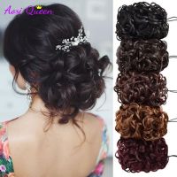 AS Curly Chignon Messy Bun Updo Clip Hair Piece Extensions Wiht Hairpins Elastic Band Synthetic Blonde