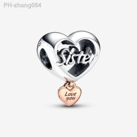 Fit Original Pan Charms Bracelet Love You Sister Heart Charm Pendant Jewelry Berloque