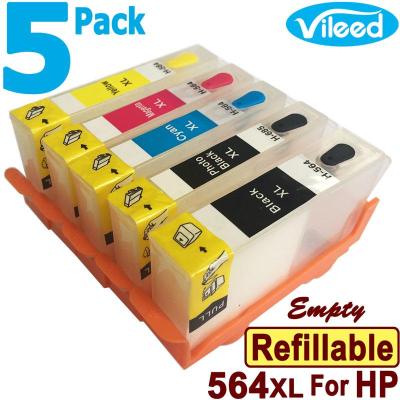 compatible Full Set 564XL Refillable Empty Print Cartridge Without Ink 564 XL BK PBK C M Y for HP Photosmart D5445 D5460 D5463 D5468 C5324 C5370 C5373 C5380 C5383 C5388 C5390 C5393 C6340 C6350 C6380 C6375 B8550 C6324 D5400 D7560 5510 Printer - 4 or 5 Pack