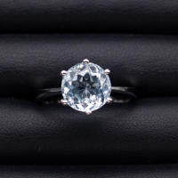 แหวนพลอยบลูโทแพซ (Blue Topaz) เรือนเงินแท้92.5%ชุบทองคำขาว พลอยสีฟ้า ไซด์นิ้ว 59 หรือ เบอร์ 9 US