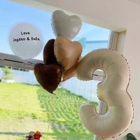 【HOT】✔✖◐ 40 Inch Number Balloons Caramel Color Birthday Decoration 1St Helium Digit Wedding Globos Baby Shower