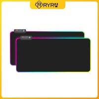 RYRA RGB แผ่นเมาส์สำหรับเล่นเกมส์หนาขนาดใหญ่ที่มีสีสันส่องสว่างสำหรับคอมพิวเตอร์พีซีเดสก์ทอป7ไฟแอลอีดีหลายสีแผ่นแป้นพิมพ์แผ่นรองปูโต๊ะ