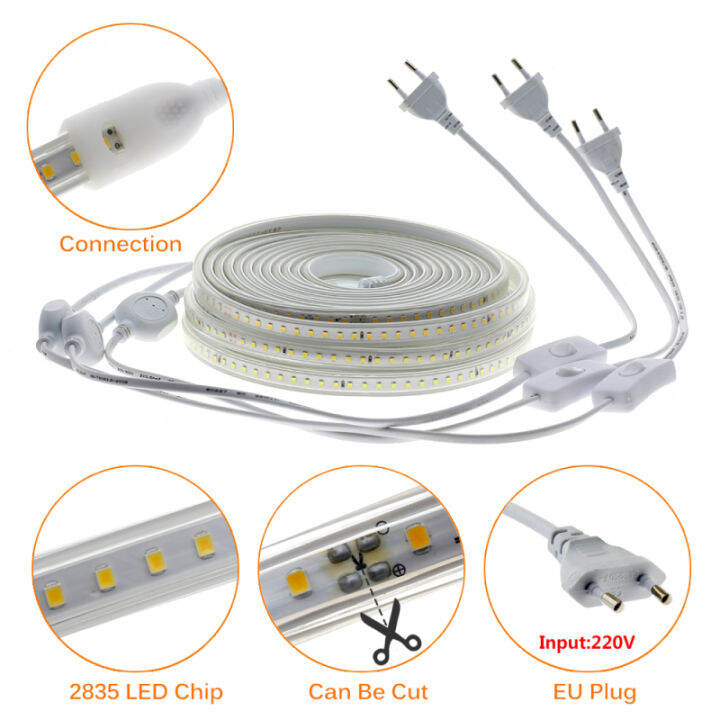 led-strip-220vกันน้ำ2835ความปลอดภัยสูงความสว่างสูง120leds-mไฟledกลางแจ้งled-strip-lightสำหรับdiyคริสต์มาสวันหยุดไฟตกแต่งสำหรับบันไดบ้านทางเดินห้องครัวห้องนั่งเล่นในร่ม