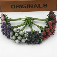 12pcs Christmas Red Cherry Stamen Small Glass Berries Artificial Flower Pearlized Wedding Simulation Circular Glass  Decoration Artificial Flowers  Pl