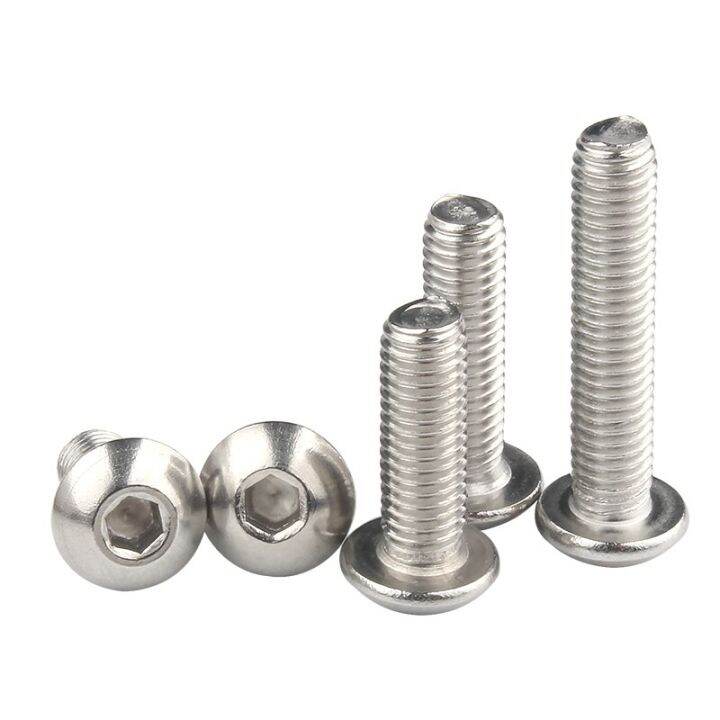 din7380-m2-m3-m4-m5-m6-m8-m10-m12-304-stainless-steel-round-pan-head-hex-hexagon-socket-screw-mushroom-button-head-allen-bolts-nails-screws-fasteners