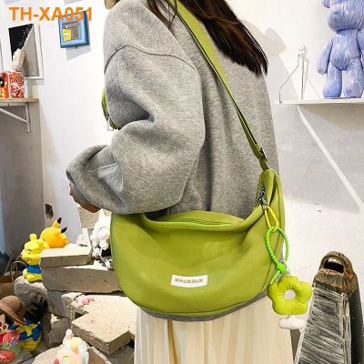 กระเป๋าสะพายไหล่ผ้าแคนวาสญี่ปุ่นขนาดเล็กหญิง 2023 ใหม่น่ารักกระเป๋าเกี๊ยวเรียบง่าย Messenger กระเป๋า