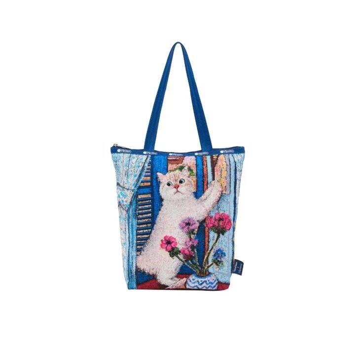 lesportsac-ใหม่แฟชั่น-retro-cat-แนวตั้งสไตล์พร็อพกระเป๋าผู้หญิงน้ำหนักเบาไหล่เดียวแบบพกพาผ้ากระเป๋าแนวตั้ง-2432