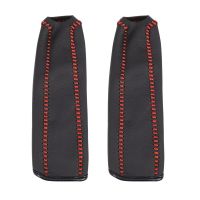 2X Leather Hand Brake Cover Protective Sleeve For Honda / Accord / Civic 8 Black + Red Line