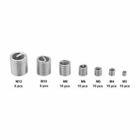 60pcs Silver M3-M12 Thread x D2 Repair Insert Kit Set Stainless Steel Screw Coiled Helicoil Assortment Kit Protective Casing