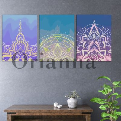 Mandala Wall Art Poster - Mandala Pieces Design Print - Printable Wall Art-เหมาะสำหรับห้องนั่งเล่น Cuadros Home Decor ภาพวาดผ้าใบ