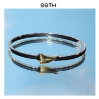 99th Fang round cuff with crystals กำไรเงินตัวเฝังเพชรประดับจี้รูปเขี้ยวทอง