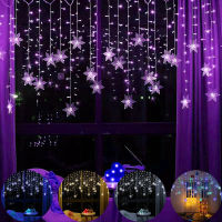 New Years Indoor and Outdoor Decoration LED Curtain Snowflake String Lights Wave Lighting Holiday Party Christmas Decorations