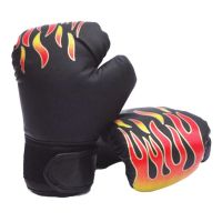 Print Faux Leather Flame Adult Boxing Muay Thai Training Sandbag Hand Gloves