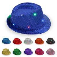 LED Glowing Jazz Hat Sequins Retro Disco Hipster Glitter Costume Unisex Novelty Christmas Party Props Charming Fe Hat