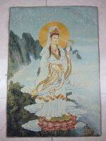 High Quality Products จุดผ้าภาพวาดแขวนภาพวาด Su เย็บปักถักร้อยภาพวาดผ้าไหมทอง Thangka Guanyin เย็บปักถักร้อยภาพพระพุทธรูปทิเบตเนปาล